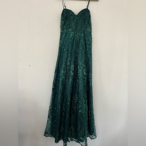 Windsor Lauren Sweetheart A-Line Glitter Green Sequin Dress Size 9 - Picture 16 of 16